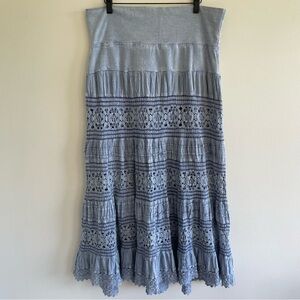 Noelle Women's Bohemian Maxi Skirt Blue Size L/XL (12-14)